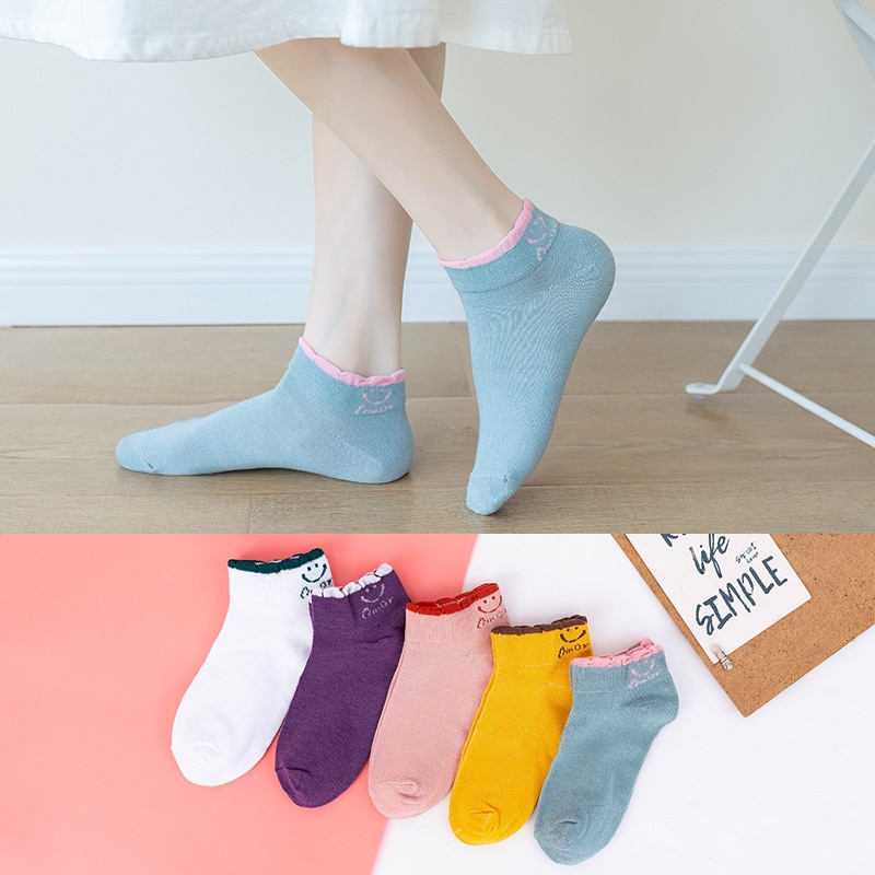 KAOS KAKI WANITA UNISEX RENDA SOCK IMPORT KUALITAS PREMIUM MOTIF MIKI SMILE CS035 CS036 (VC)