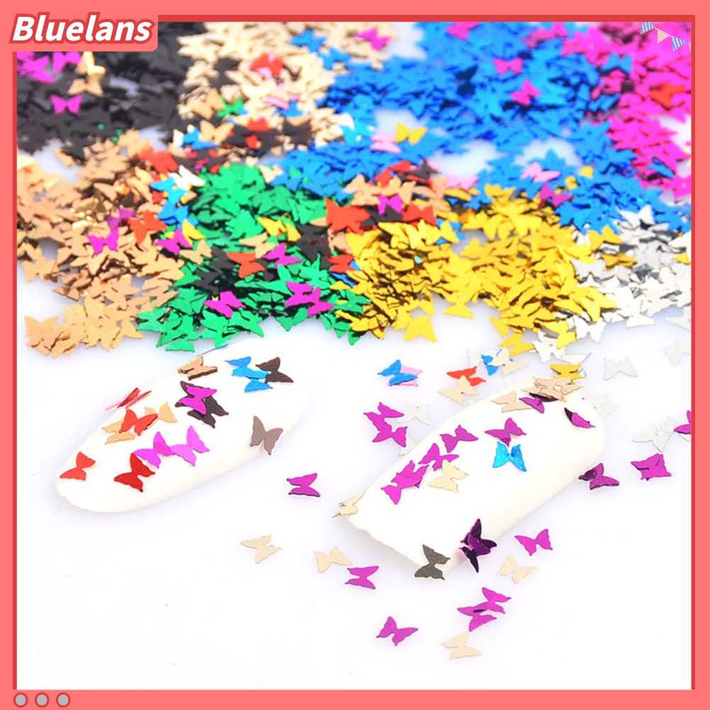 (In Stock) Kacamata Hitam Lensa Warna Warni ♡12 Grid Payet Kupu-Kupu Glitter Bahan Aluminum Foil Untuk Dekorasi Nail Art Manicure Butterfly