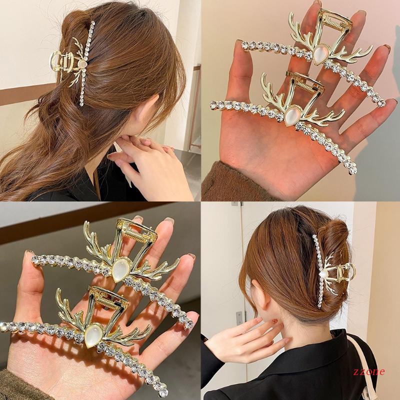 Jepit Rambut Model Cakar Bahan Alloy Aksen Berlian Imitasi Untuk Wanita