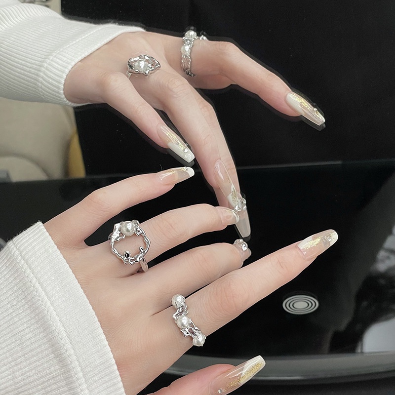 Cincin Model Terbuka Aksen Mutiara Gaya Korea