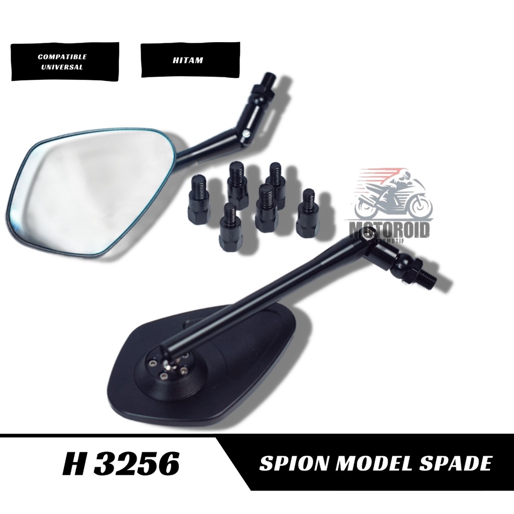 KACA SPION MOTOR MODEL DAUN FULL CNC ALUMINIUM REAR MIRROR SPADE MODEL SEPION DAUN UNIVERSAL