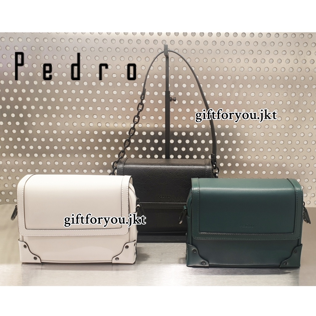Tas Selempang Pria Pedro Norton Boxy Sling Bag Original Man Bag Cowol Laki Black Hitam Kotak Kaku Ri