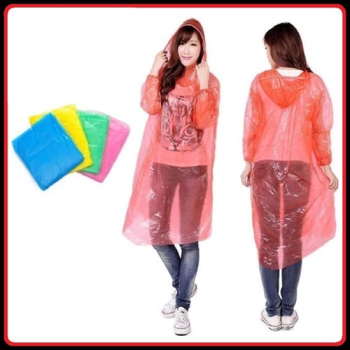 Jas Hujan Sekali Pakai Jas Hujan Plastik Kresek Jas Hujan Poncho Disposable Raincoat Emergency