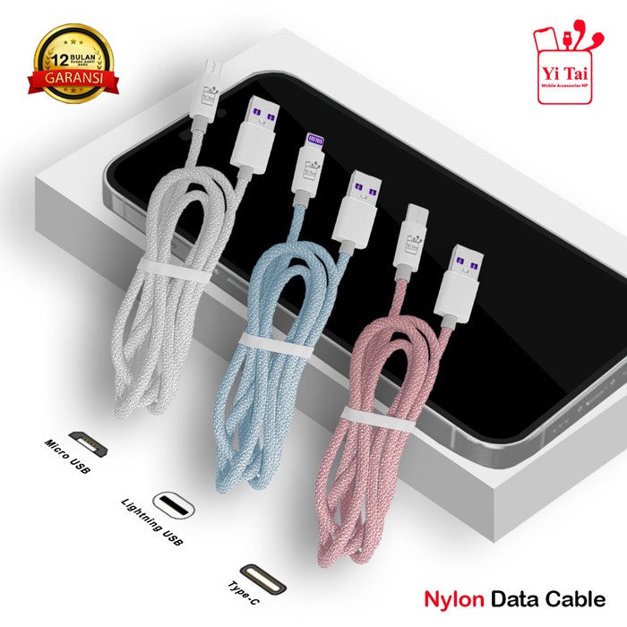 KABEL DATA LIGHTNING CHARGING NYLON YI TAI DATA CABLE - BDC