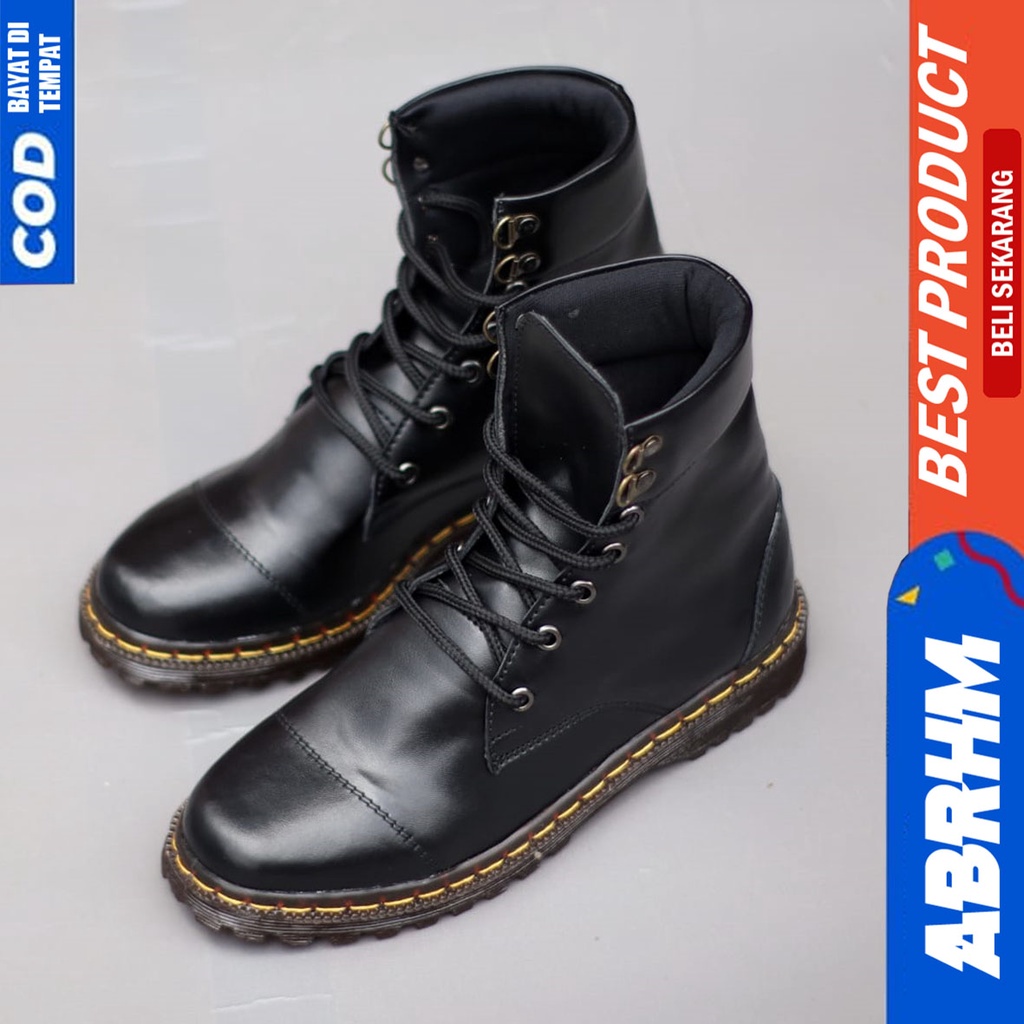 Sepatu Pantofel Docmart Formal Boots Hitam Wanita Abrhm Miju