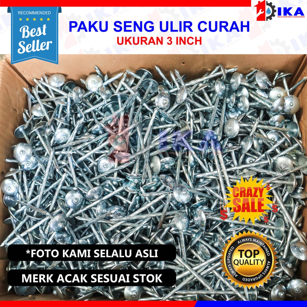 PAKU PAYUNG 3 INCH / 7 CM / PAKU SENG / PAKU ASBES CURAH 8 Kg