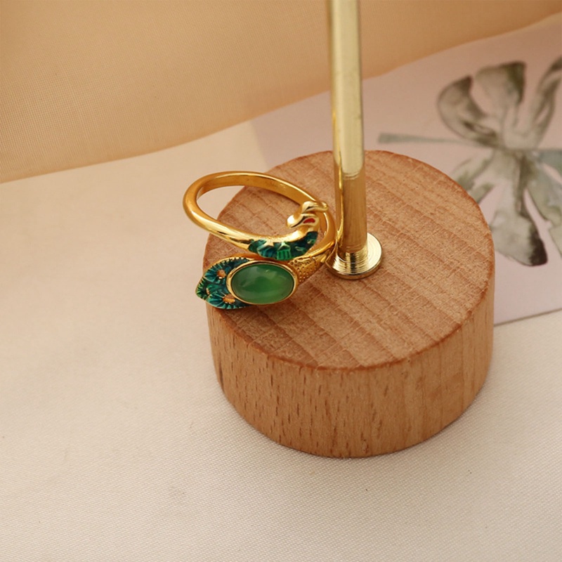 Fancyqube Fancycube Cincin Batu Giok Hetian Bentuk Merak Model Terbuka Dapat Disesuaikan