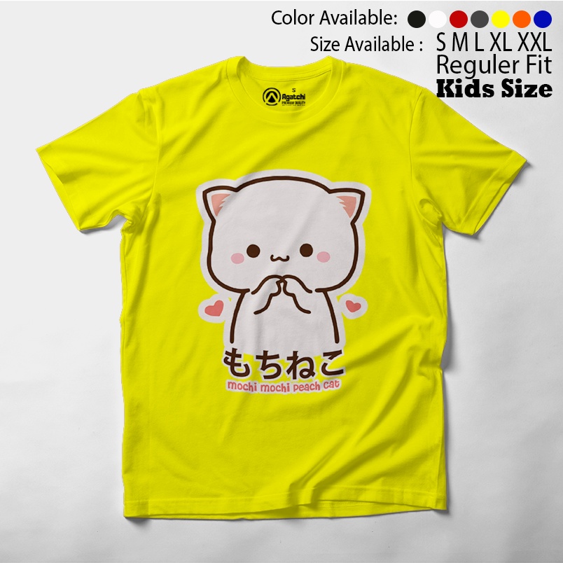 Kaos Atasan Anak Perempuan Agatchi Motif Mochi Peach Cat