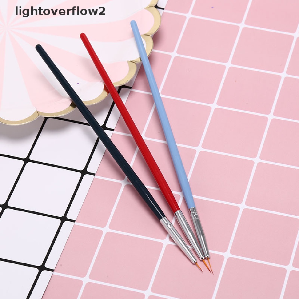 (lightoverflow2) 3pcs / Set brush pen liner Gambar Garis ultra Tipis Untuk Hiasan nail art diy