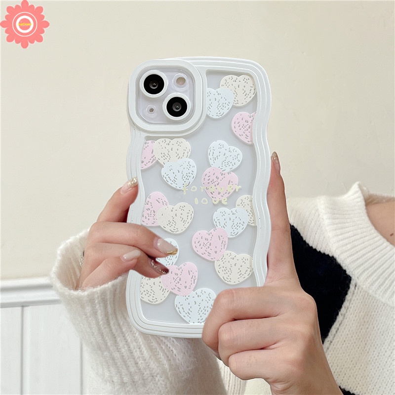 Case Untuk Samsung A14 A04 A04S A23 A50 A32 A04E A13 A03s A51 A52 A50s A03 A20 A30 A20S A53 A33 A22 A12 A31 A30 A52s A11 A21s A02s Love Hati Wavy Edge Soft TPU Case