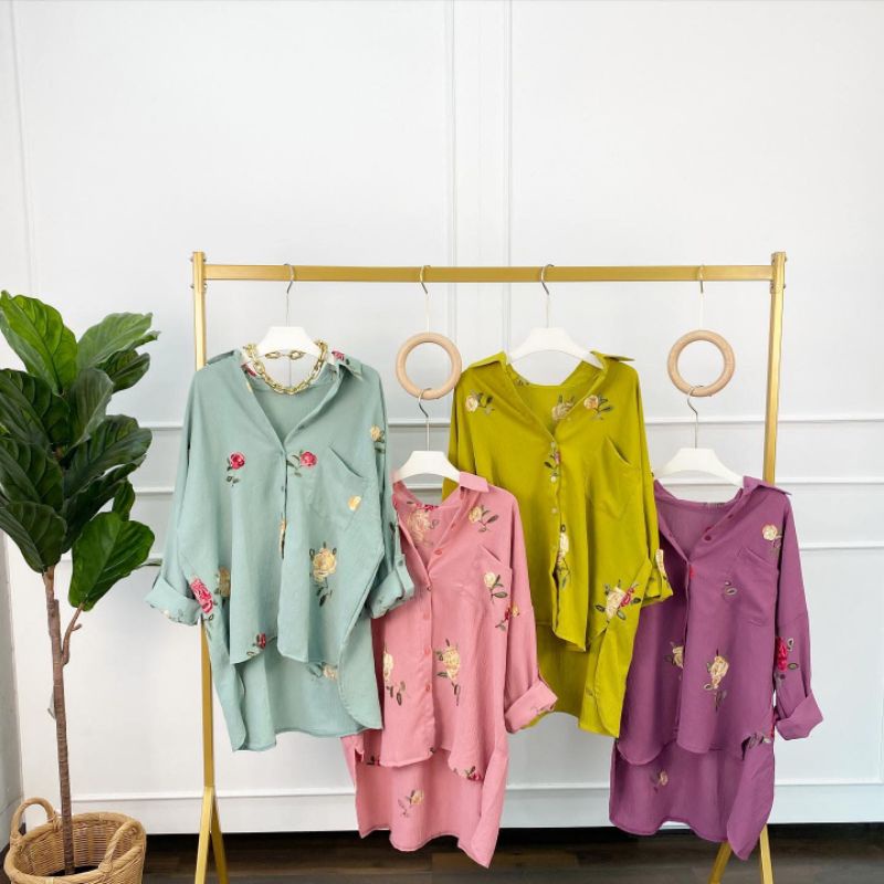 baju kemeja bordir bunga