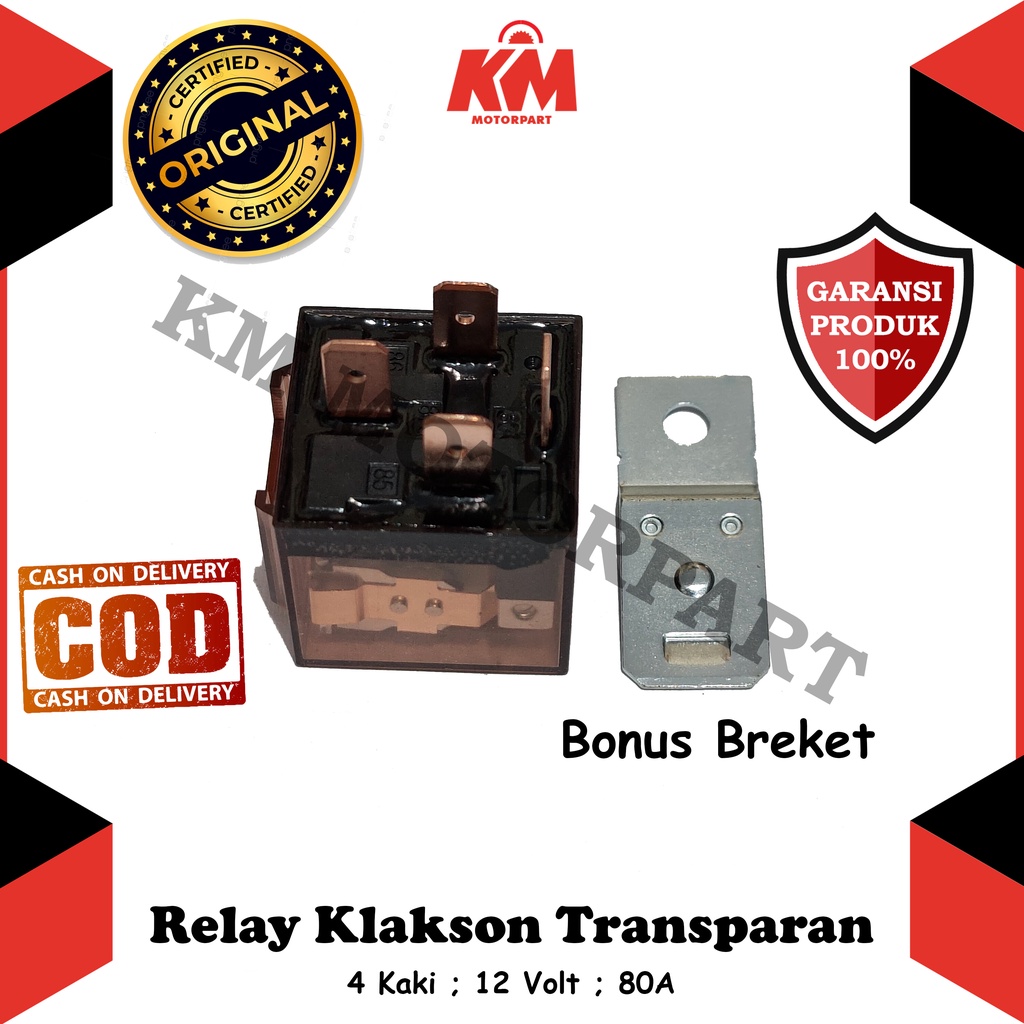 Relay Klakson Transparan Kaki 4 12 Volt Lampu Motor Dll