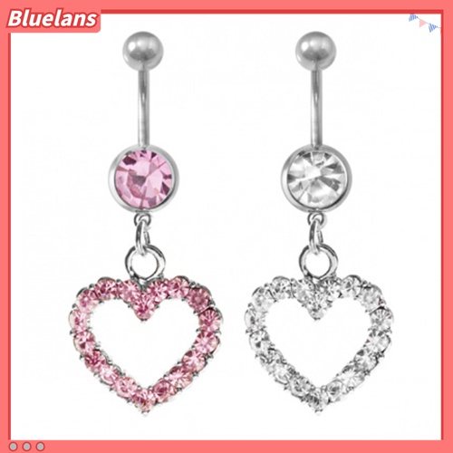 Anting Tindik Perut / Pusar Stainless Steel Model Hati Dengan Berlian Imitasi Untuk Wanita