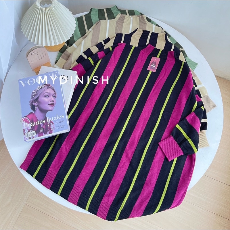 Chintya Oversize Blouse - Atasan Blouse Wanita Motif Garis