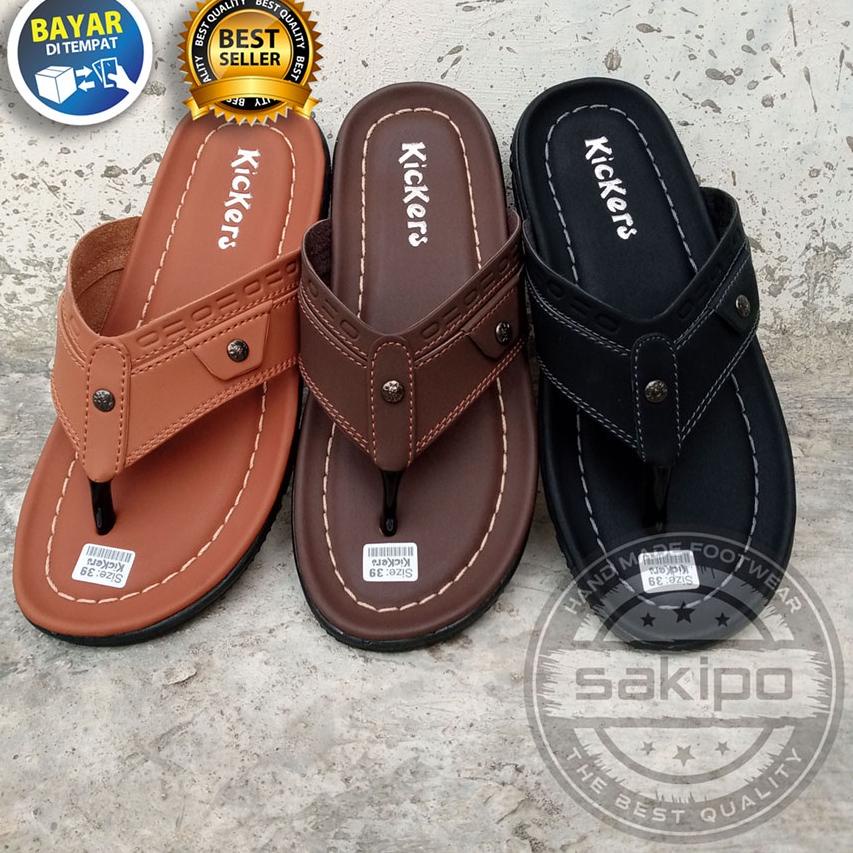 SANDAL PRIA DEWASA REMAJA KICKERS JAPIT HITAM COKLAT TAN TRENDI/ SANDAL JEPIT / SAKIPO ▪ RTN.18Oc22w