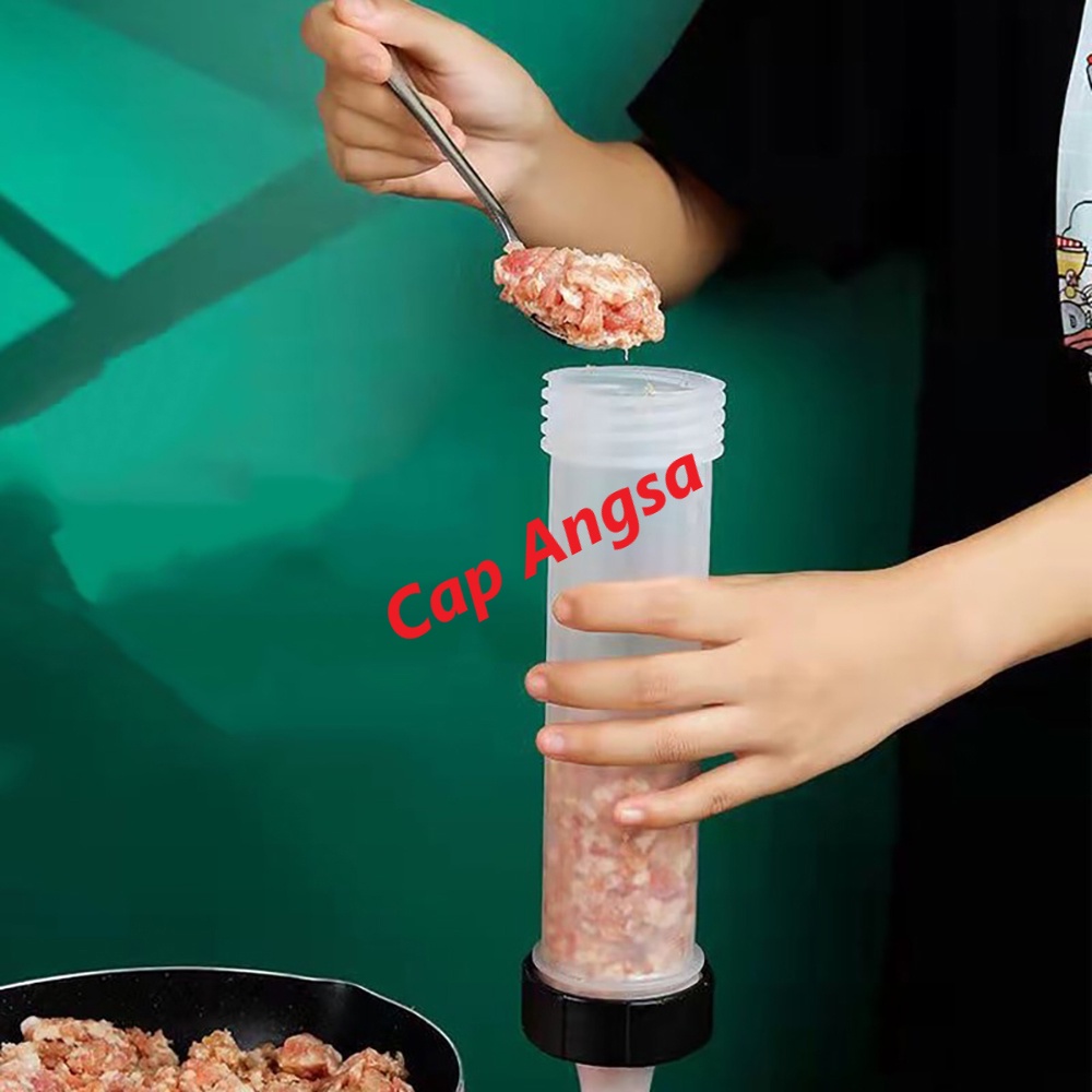 SUNTIKAN PENGISI SOSIS DAGING MANUAL HOMEMADE DENGAN 3 UKURAN CORONG PLASTIK MEAT SAUSAGE FILLING MAKER WITH 3 SIZE NOZZLE