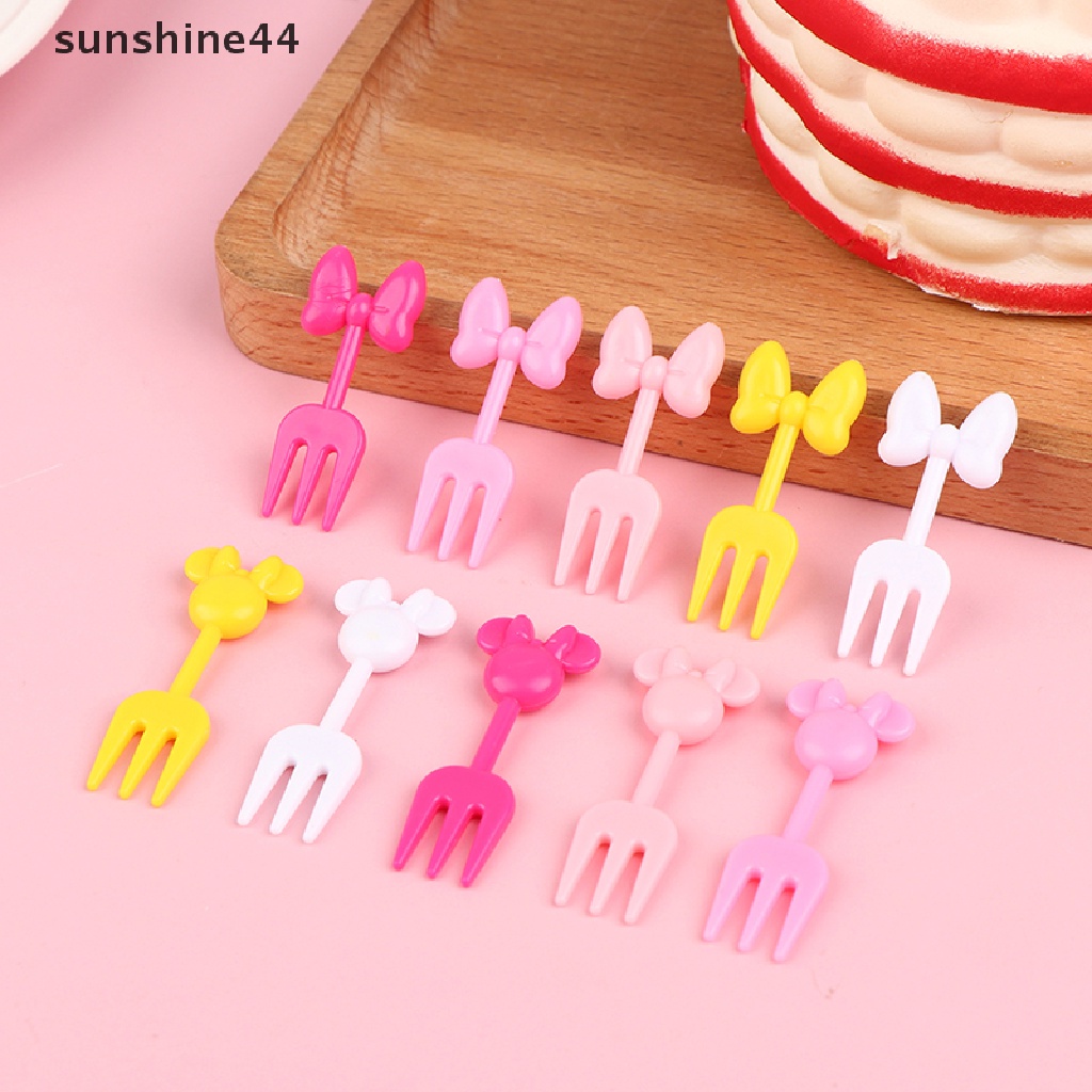 Sunshine 10Pcs Tusuk Gigi Buah / Dessert Reusable Untuk Anak