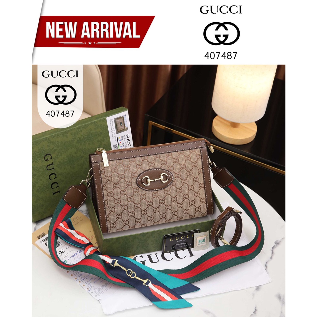 TAS WANITA BATAM IMPORT GUCCI GG CANVAS SHOULDER BAG 407487 KWALITAS SEMI ORIGINAL