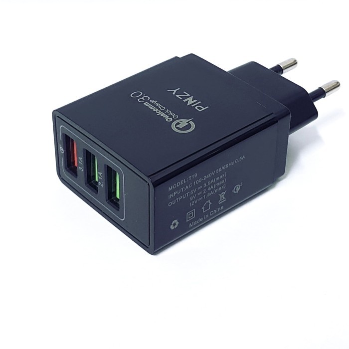 Adapter Charger PINZY T19 Qualcomm Quick Charger 3.0 3 Port USB