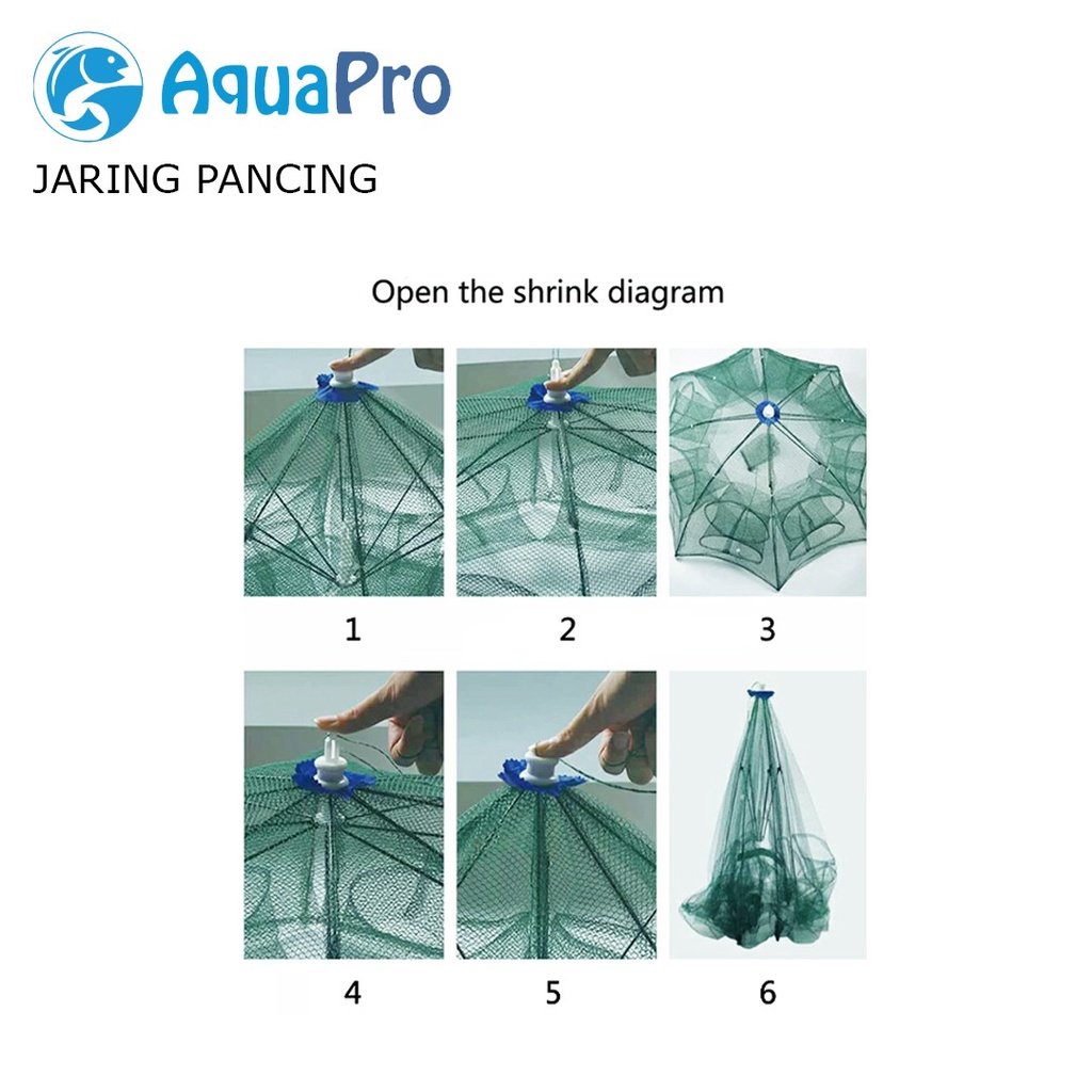 Aquapro Payung Bubu 8 Lubang Jaring Jebakan Perangkap Udang ikan Kepiting / Jaring Bubu Perangkap Ikan