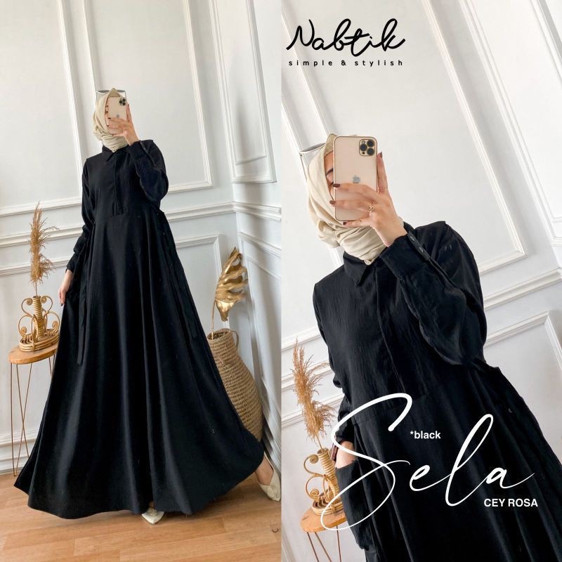 SELA DRESS MAXY GAMIS CRINCKLE WANITA BUSUI FRIENDLY DRESS MUSLIM MURAH POLOS PREMIUM GAMIS LEBARAN 