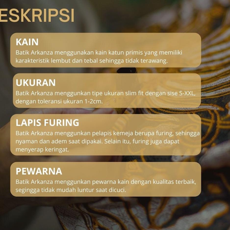 Tren Terbaru BATIK ARKANZA MAHAMUKTI NAVY Motif Hem Atasan Kemeja Baju Batik Pria Cowok Laki Laki Sl