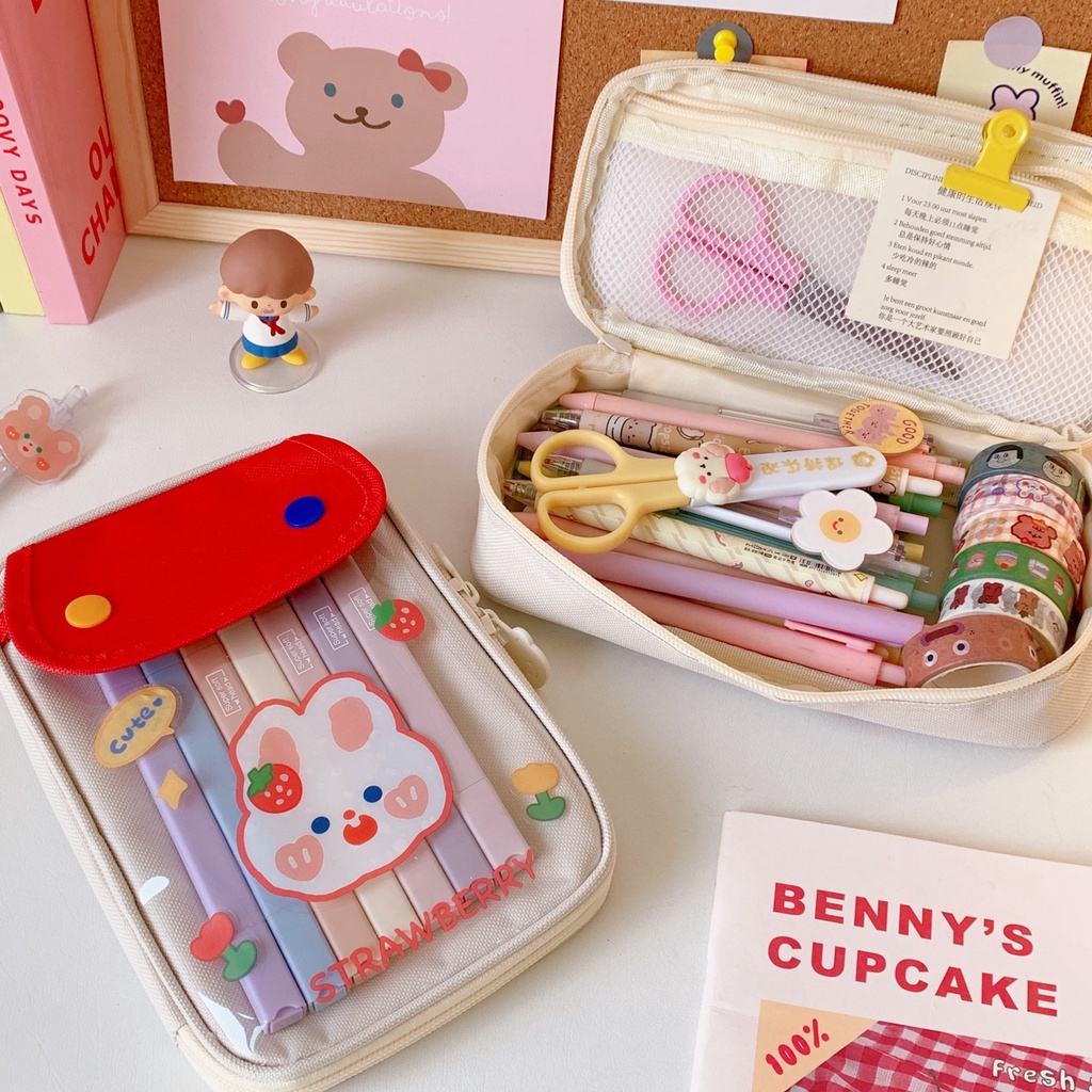 (YUMIOLSHOP21)TEMPAT PENSIL/KOTAK PENSIL AESTHETIC KAIN IMPOR