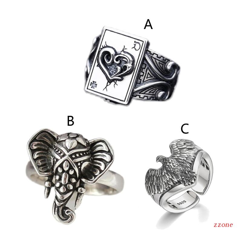 Cincin Model Terbuka Dapat Disesuaikan Desain Kartu Poker Gaya Gothic Untuk Pesta