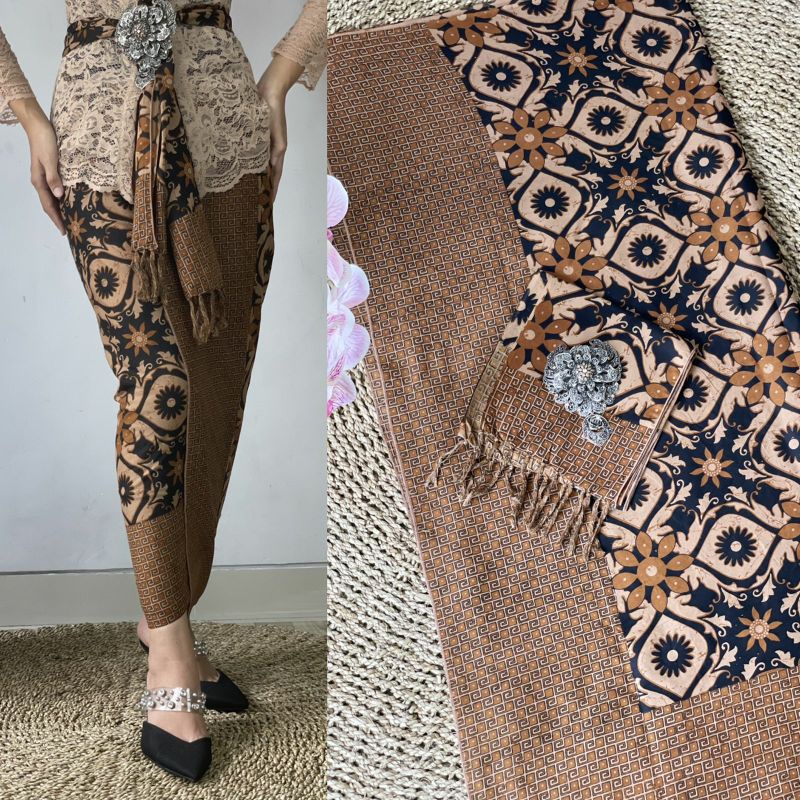 kamen batik lembaran set selendang bahan katun