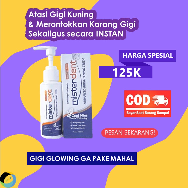 Misterdent Advanced Brightening Original Pemutih Gigi Kuning Permanen Cepat Perontok Karang Gigi Mem