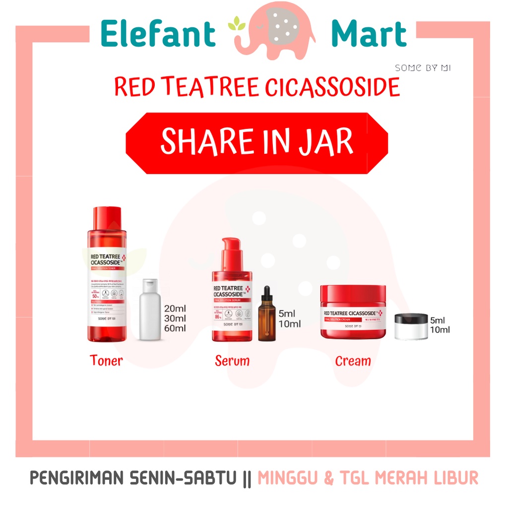 ELEFANT MART - SHARE SOME BY MI Red Teatree Cicassoside Solution Serum Toner Cream Kulit Sensitif