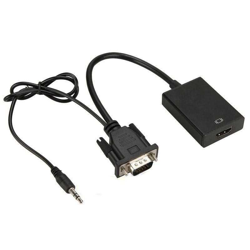 Kabel Adapter Converter VGA Male ke HDMI 1080P dengan Audio
