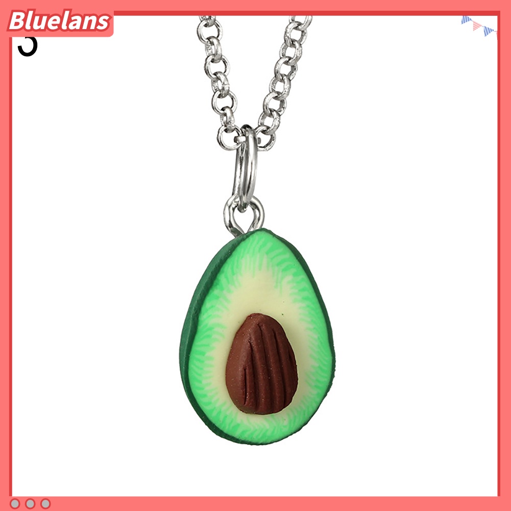 Bluelans Lovely Avocado with Nuclear 3D Clay Alloy Necklace Decor Couple Neck Chain Gift