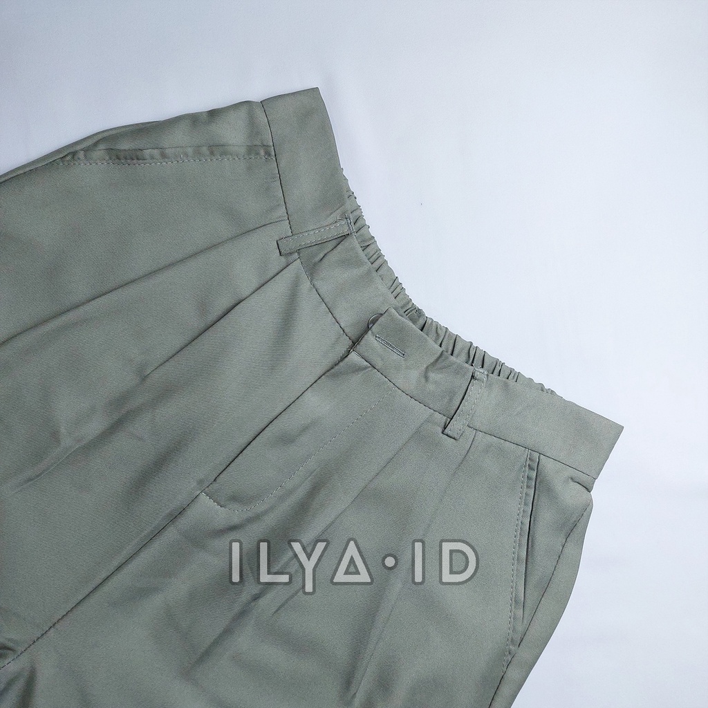 Jennie Pants (Sage Green) - Loose Pants Trousers Wanita Highwaist - Celana Anti Kusut - Celana Kulot Wanita - Celana Kantor Formal / Casual