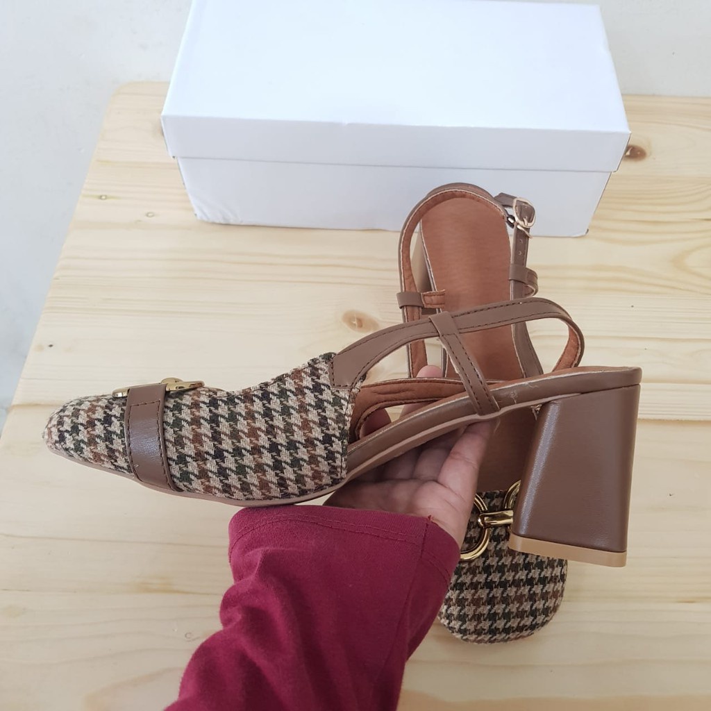 [✅BISA COD] 0966 CS SLINGBACK BLOCK SHOES (REAL PICTURE)