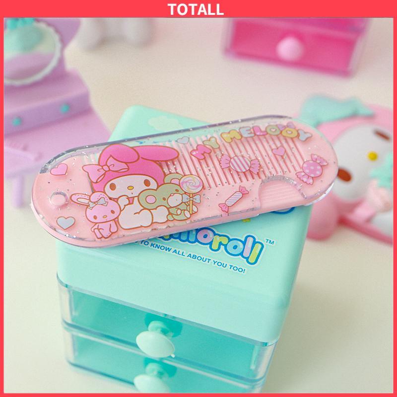 COD Sisir Kecil Plastik  Kartun Lucu Lipat Portabel Sisir Poni  Kuromi Melody Cinnamoroll Kitty-Totall