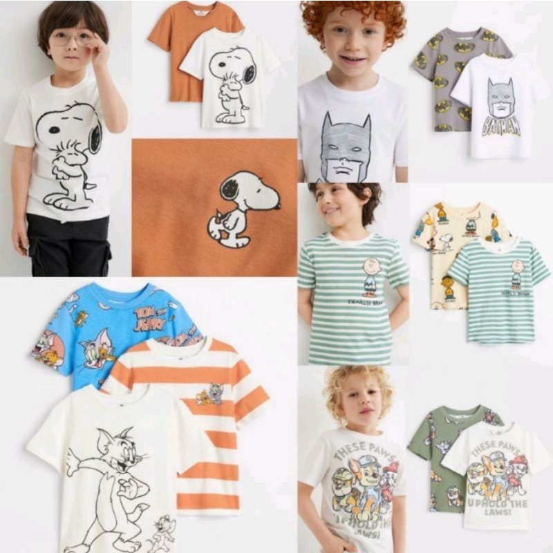 (READY SNOOPY PUTIH & TOMnJERRY PUTIH) Baju Kaos Anak Laki-Laki H&M HnM HM Boys T-Shirt Snoppy // Pa