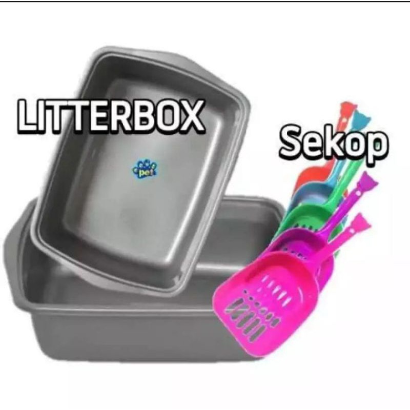 litter Box kucing+Serokan pasir/bakserokan Murah