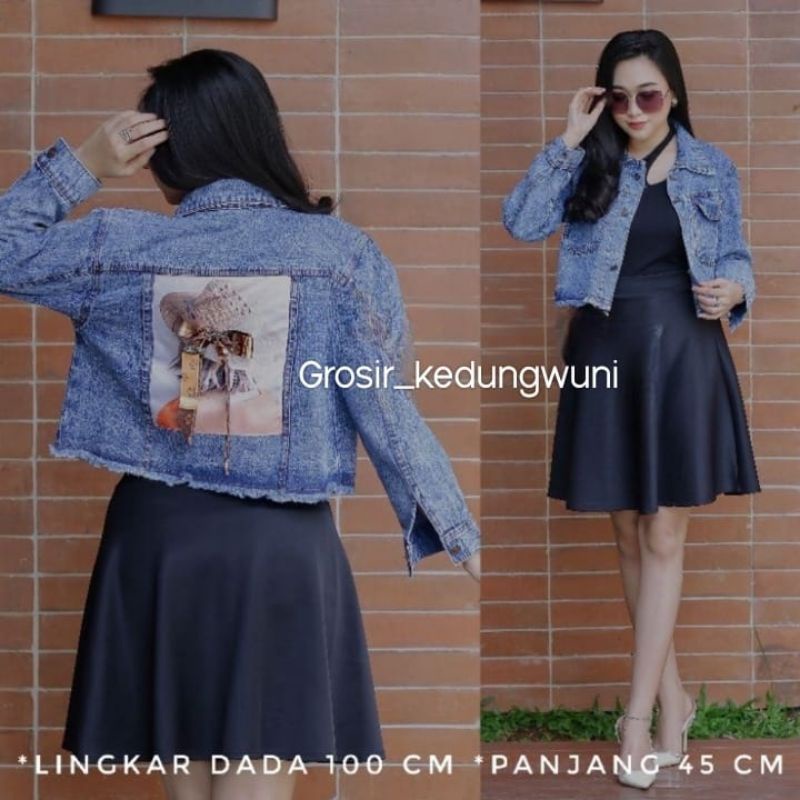 JAKET JEANS CROP RAWIS PITA JAKET JEANS PITA BELAKANG