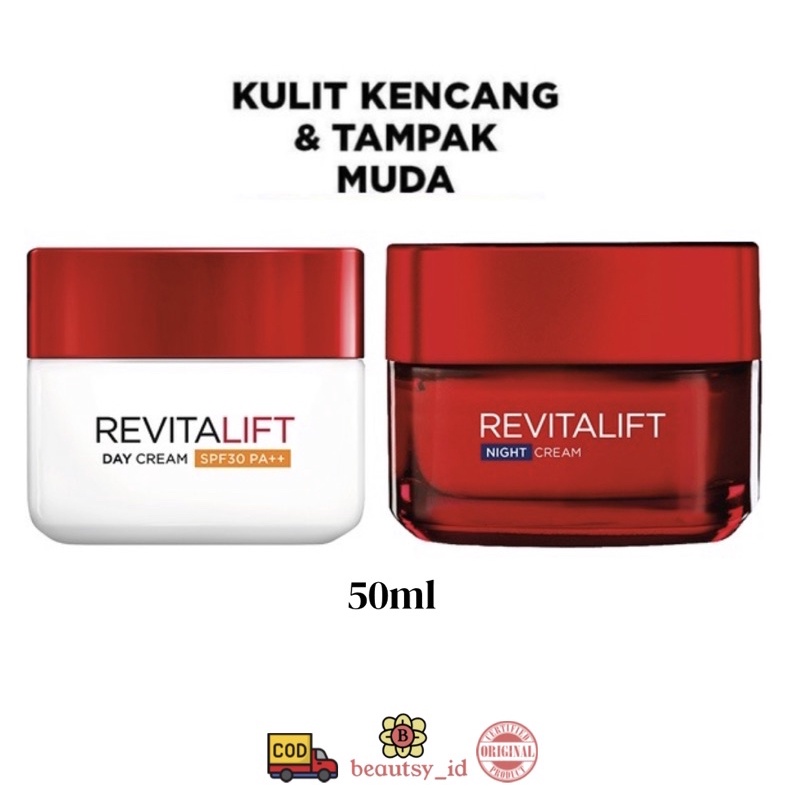 Loreal Revitalift Day Cream SPF 30 Night Cream 50 ml - L'Oreal Krim Pagi Malam ORIGINAL COD