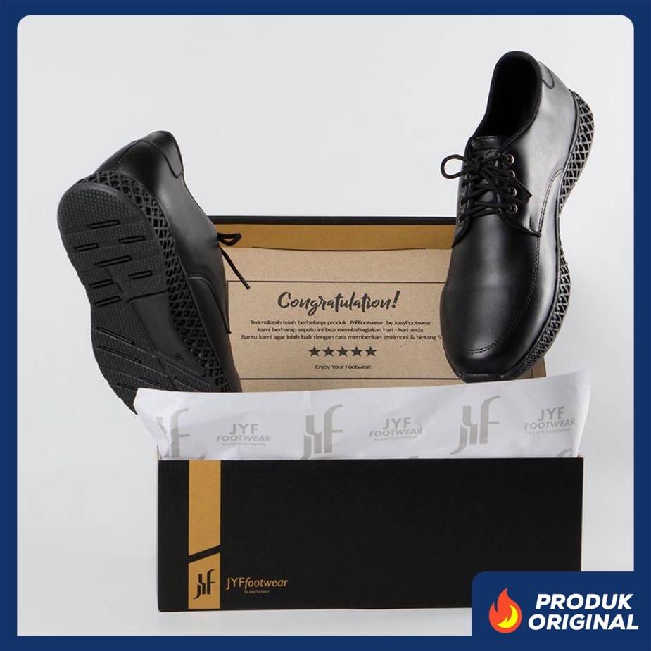 WIN SERIES ORIGINAL x JOEY Sepatu Formal Full Hitam Tali Pria Pantofel Kerja Kantor Dinas Resmi Guru Kantoran Wisuda Kuliah Pesta Pernikahan Kondangan Nikah Undangan Wedding Modern Oxford Casual Derby Semi Kulit Premium JYF Footwear Keren Terbaru Kekinian