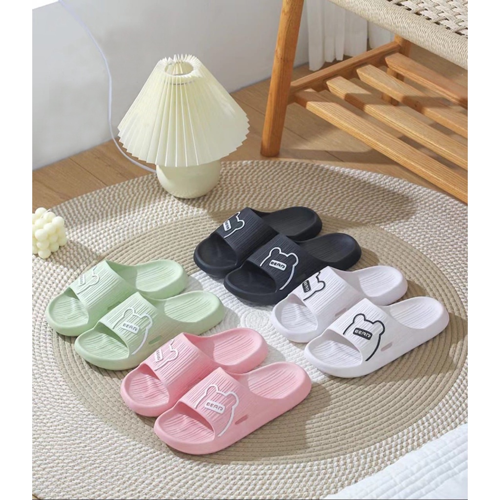 Sandal Slop Wanita Rumah / Sandal Kamar Mandi Anti Licin Motif Bear Lucu - 2304 (36/41)