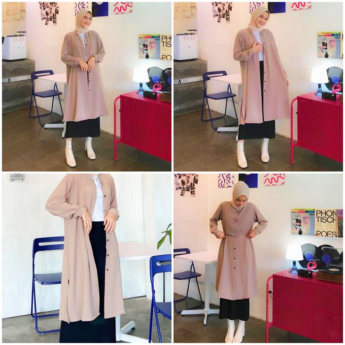 TERBARU ! Atasan Tunik Wanita atau Kemeja Wanita Model Tunik Bahan Crinkle
