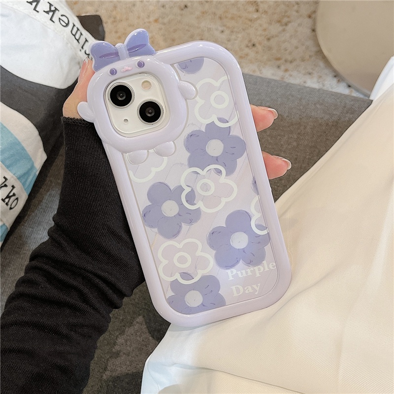 Soft Case Desain Kucing 3D Aksen Pita Untuk iPhone 11 12 13 14 Pro Max 6s 6 Plus 7 8 Plus XR X XS Max SE 2020 2022 14 Plus