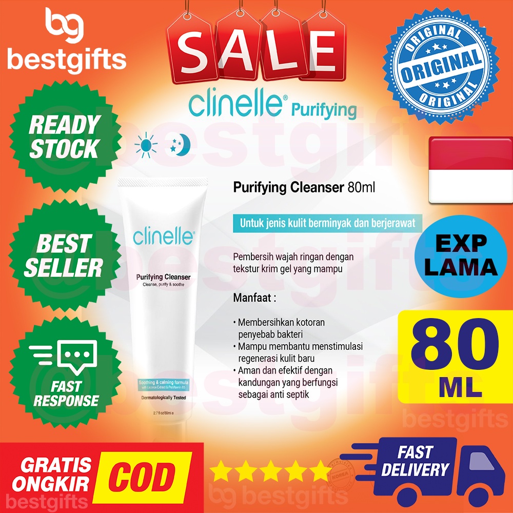 CLINELLE PURIFYING CLEANSER GEL PEMBERSIH WAJAH KULIT BERMINYAK DAN JERAWAT 80 ML