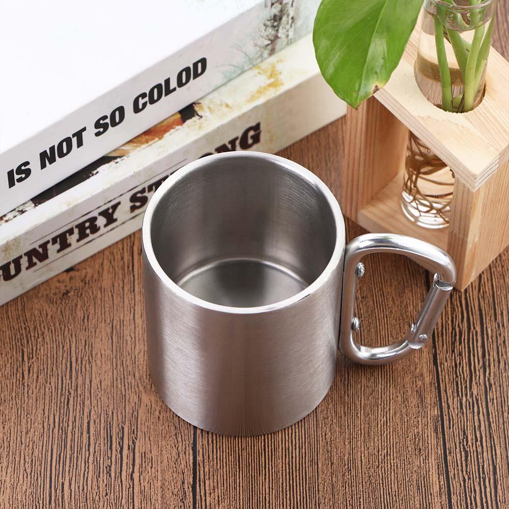 Agustina Air Teh Mug Portable Mendaki Perlengkapan Berkemah Peralatan Makan Cangkir Camping Hiking Stainless Steel Cangkir