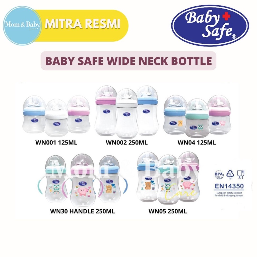 Botol Susu Bayi Baby Safe WN001 | WN002 | WN30 Wide Neck Bottle 125ml | 250ml Wideneck n