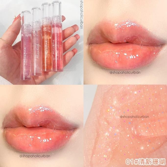 Maxfine Glasting Korean Lip Gloss Transparan 4 Warna Glossy LipGloss