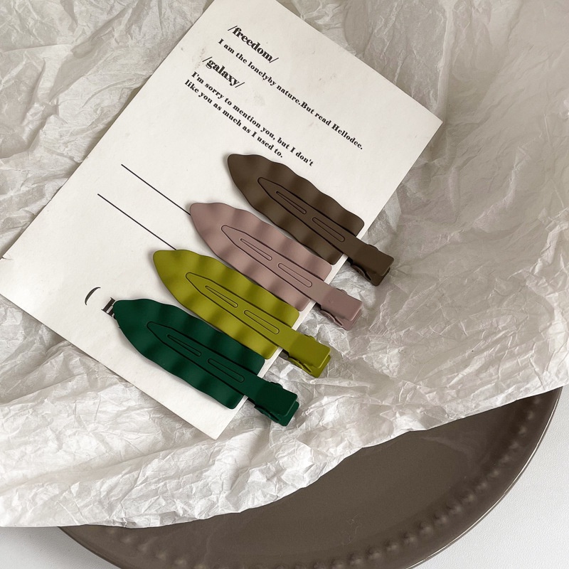 2 Pcs Jepit Rambut Poni Desain Gelombang Warna-Warni Bahan Logam