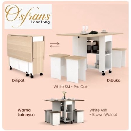 Furniture Meja Makan Set Lipat Roda Allison Dt120 Harga Pabrik